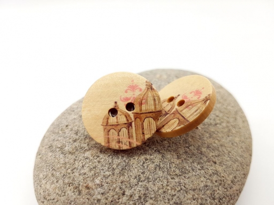 Preview: Gewächshaus Knopf Ohrstecker Holz Button